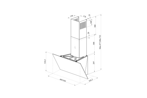 Наклонная вытяжка LEX Meta 600 White