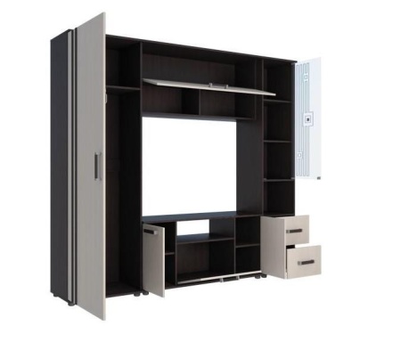 Гостиная Арктика-7 Венге/Дуб Молочный (Д-2200 х В-1950 х Г-393 мм)